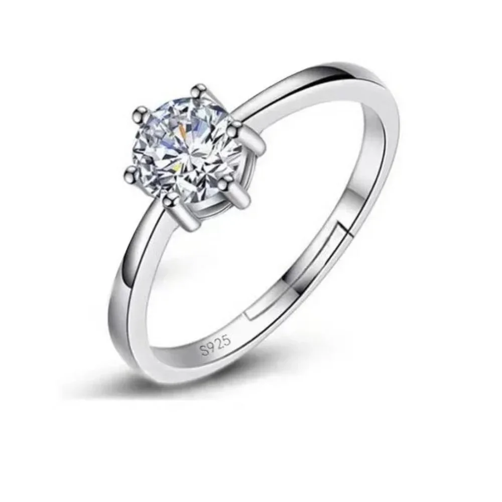 925 Sterling Silver Ring Simple Minimalist Engagement Rings - Picture 2 of 6